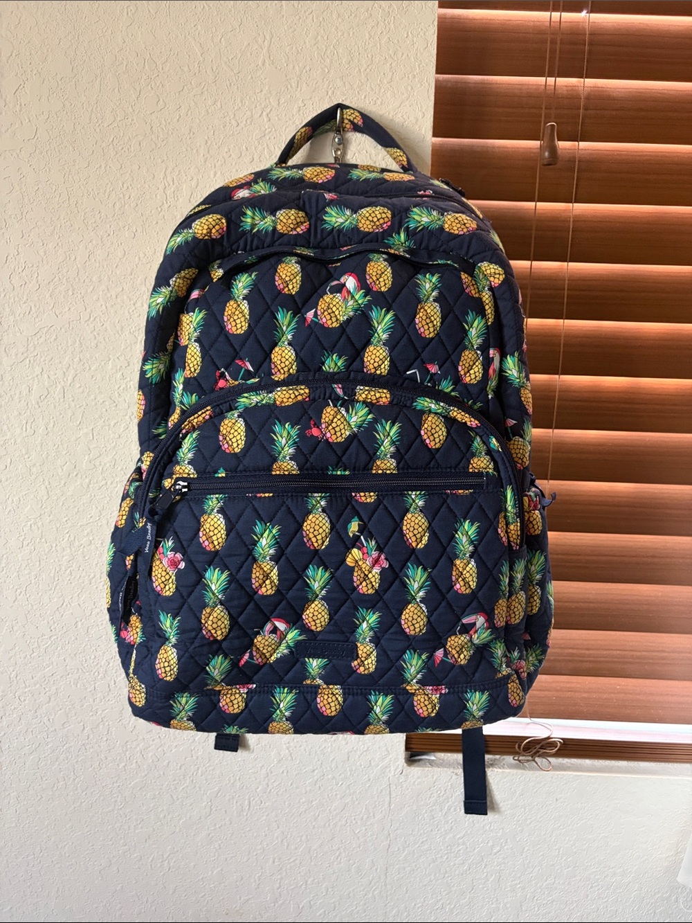 Vera Bradley Navy Quilted Pineapple Print Toucan Party
